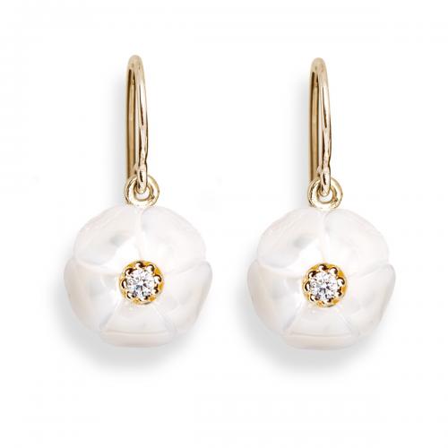 NFC Jewelry by Galatea: Momento Plumeria Hand-carved Freshwater Pearl Earrings with NFC