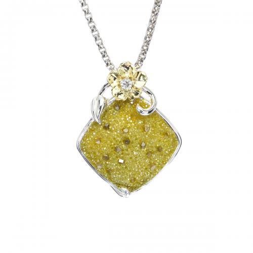 Galaxia Pendant With Lab-Grown Yellow Diamond Druzy